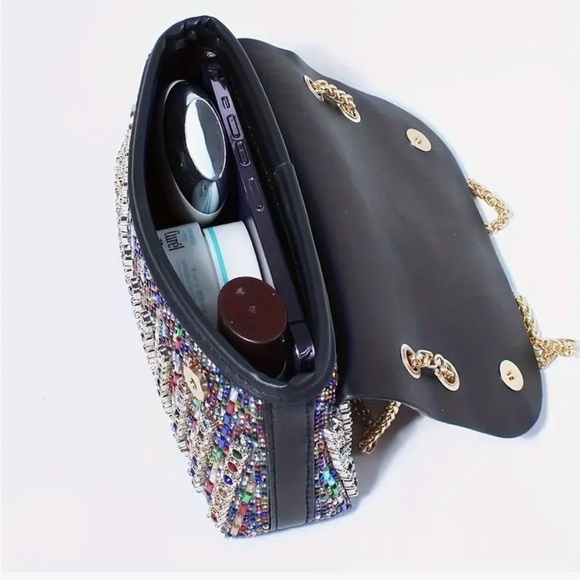 Elegant Unbranded Multicolor Studded Rhinestone Women's Bag - NIP - Picture 8 of 16